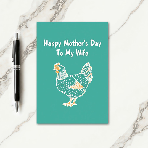 Teal Hen Happy Mothers Day Card