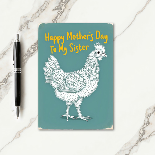 Teal Hen Mothers Day Card
