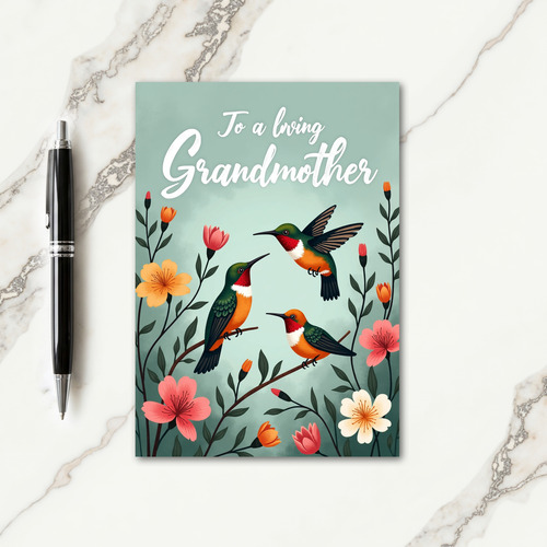 Teal Hummingbird Grandmas Day Card