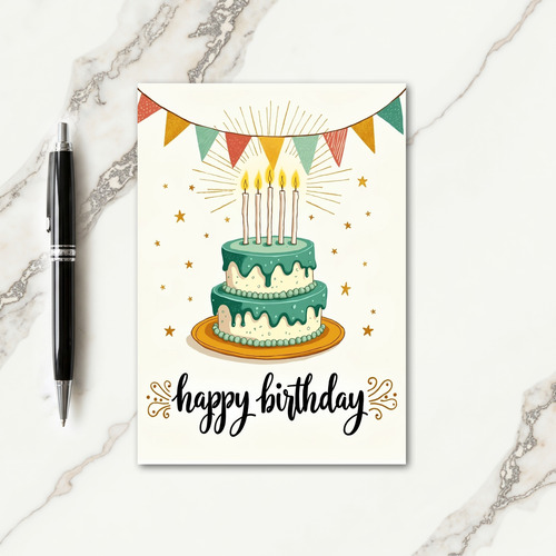 Teal Icing Birthday Card