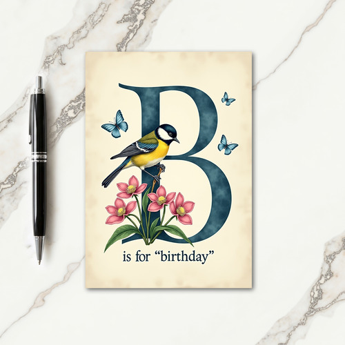 Teal Initial Birthday Card