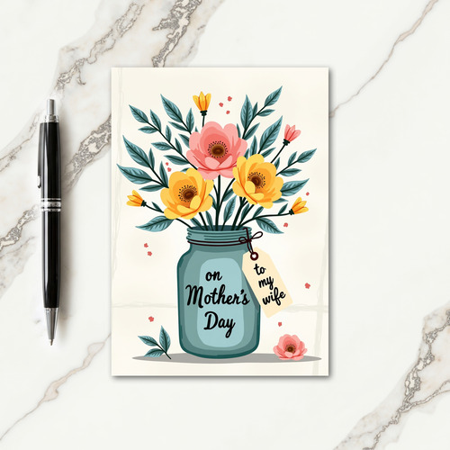 Teal Jar Mothers Day Bloom Card
