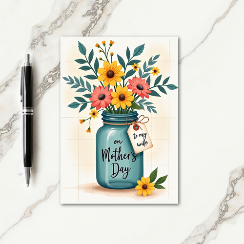 Teal Jar Mothers Day Card