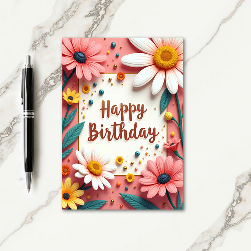 Teal Leaf Birthday Art Card