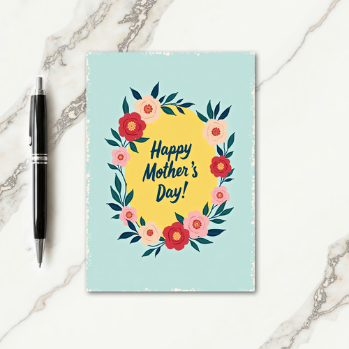 Teal Leaf Mothers Day Card