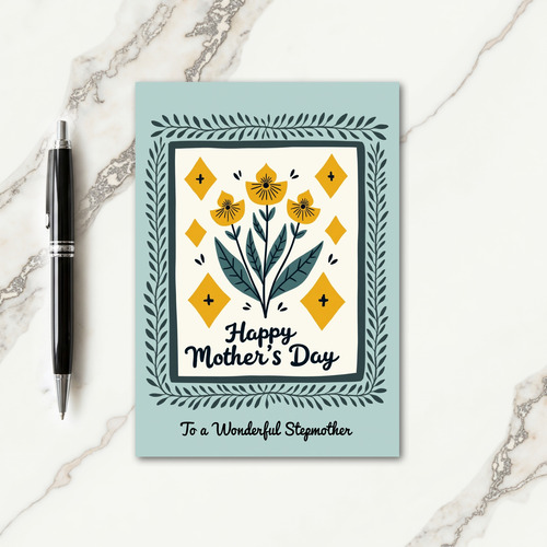 Teal Leaf Mothers Day Frame Card