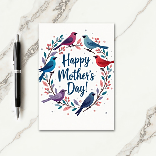 Teal Leaves Mothers Card