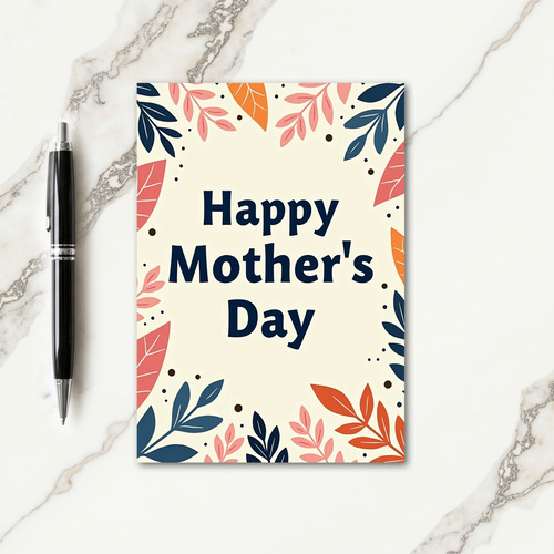Teal Leaves Mothers Day Card