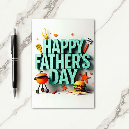 Teal Letters Fathers Day Card