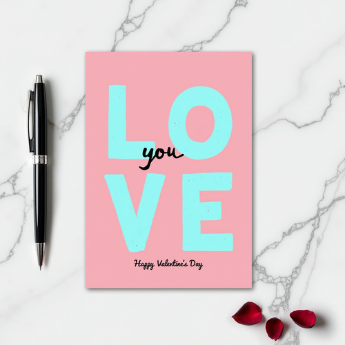 Teal Love Graphic Pattern Card