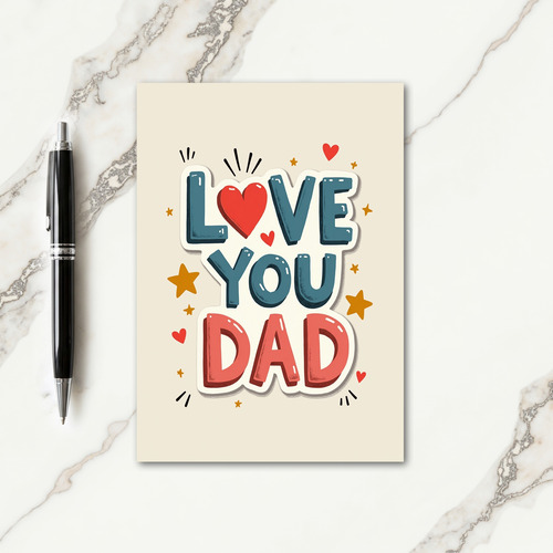 Teal Love You Dad Sticker Card