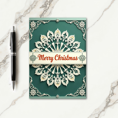 Teal Mandala Christmas Card