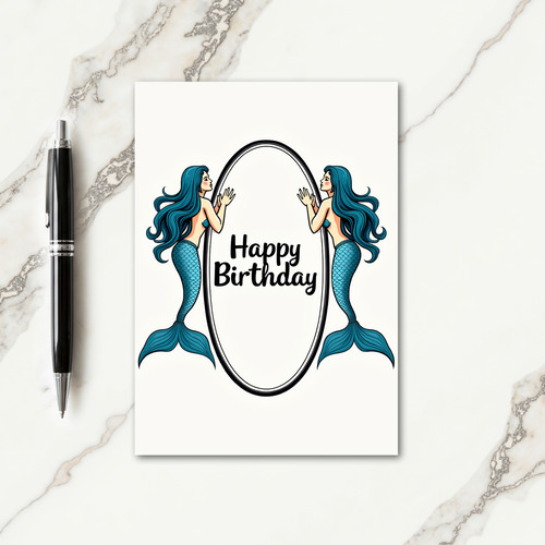 Teal Mermaid Birthday Card