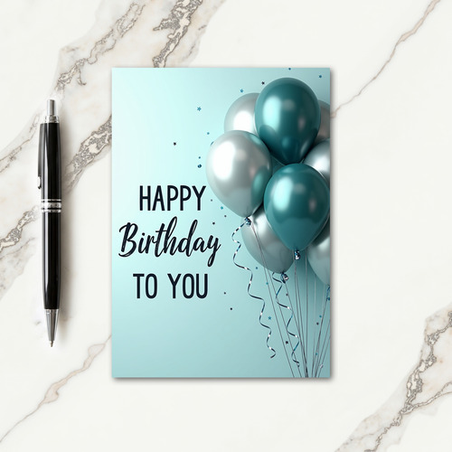 Teal Metallic Birthday Card