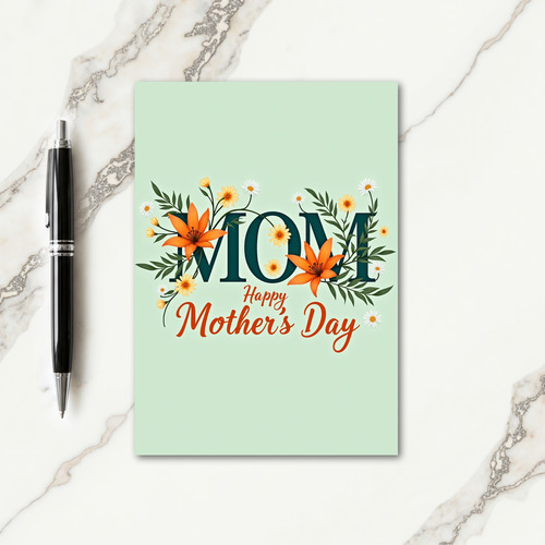 Teal Mom Floral Mothers Day Card
