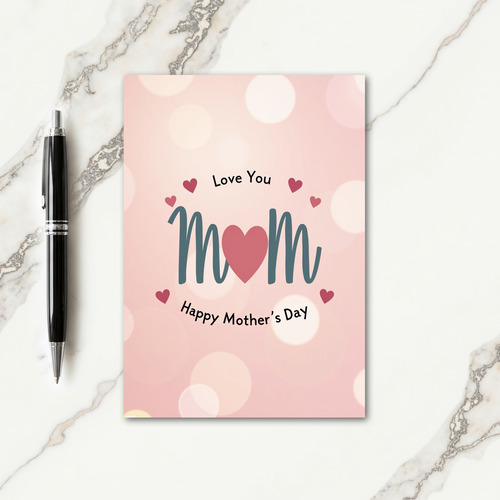Teal Mom Rose Heart Card
