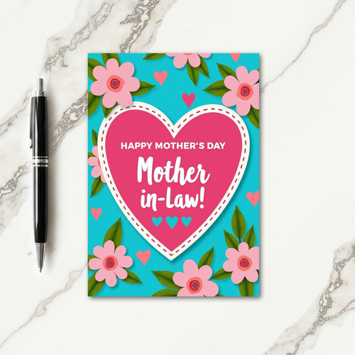 Teal Mothers Day Flower Card