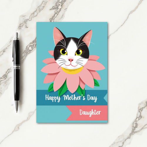 Teal Mothers Day Kitten Card