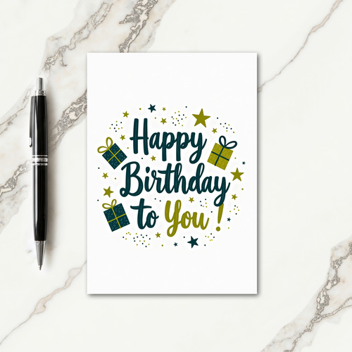 Teal Olive Birthday Stars Card
