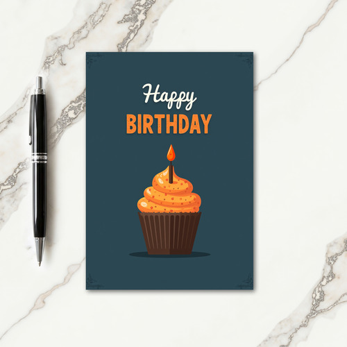 Teal Orange Art Birthday Card