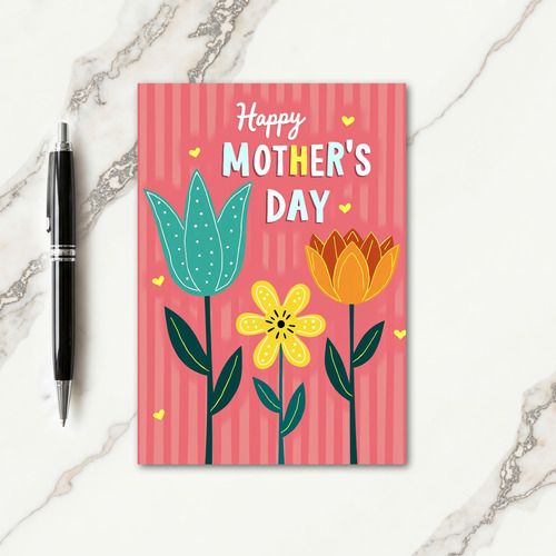 Teal Orange Mothers Day Card