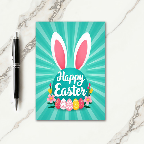 Teal Orb Sunburst Pattern Card