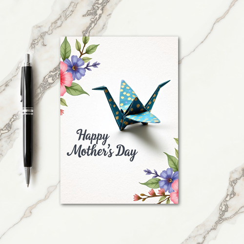 Teal Origami Mothers Day Card