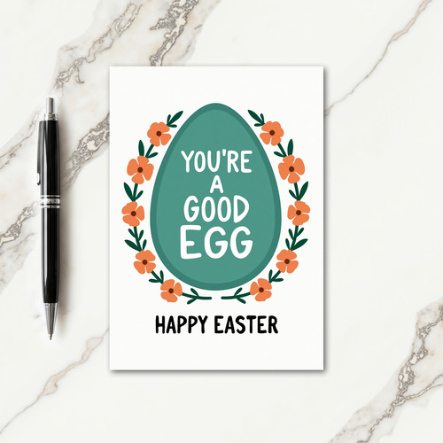 Teal Oval Good Egg Easter Card