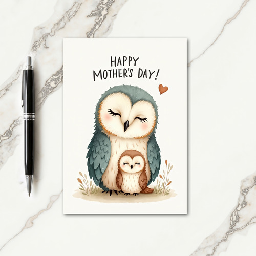 Teal Owl Mothers Day Card
