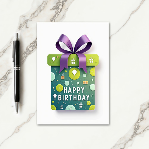 Teal Package Birthday Card