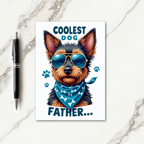 Teal Paw Fathers Day Card