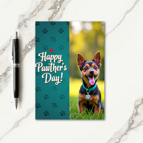 Teal Paw Print Happy Pawthers Day Card