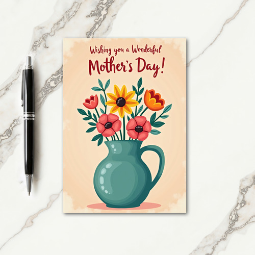 Teal Pitcher Mothers Day Card