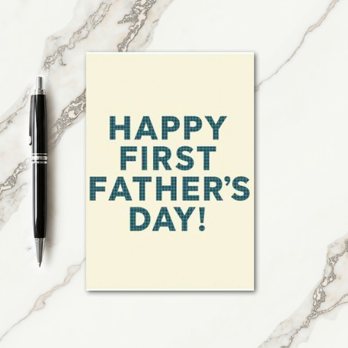 Teal Plaid Fathers Day Card