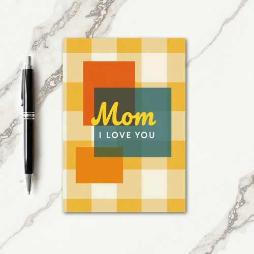 Teal Plaid Mothers Day Card