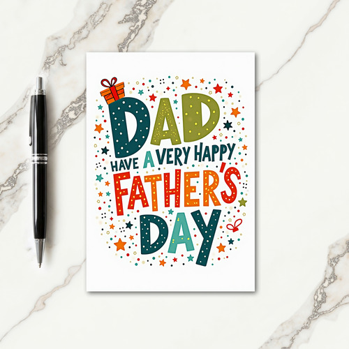 Teal Polka Dot Fathers Day Card