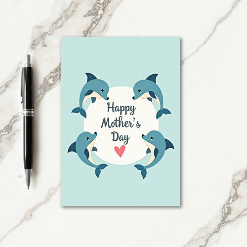 Teal Porpoise Mothers Day Card