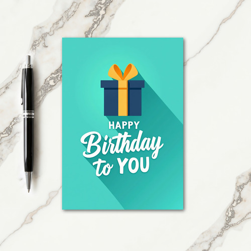 Teal Present Birthday Card