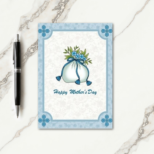 Teal Quatrefoil Mothers Day Card