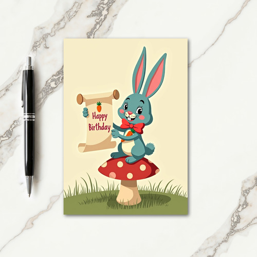 Teal Rabbit Birthday Card