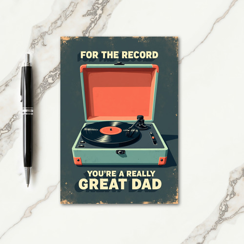 Teal Record Player Great Dad Card