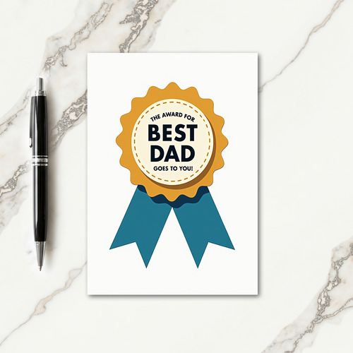 Teal Ribbon Best Dad Award Card