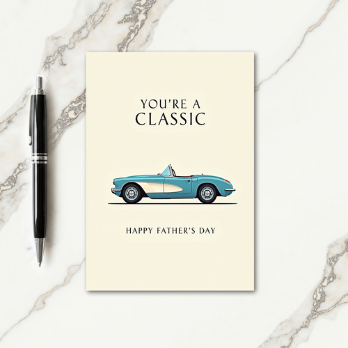 Teal Roadster Fathers Day Card