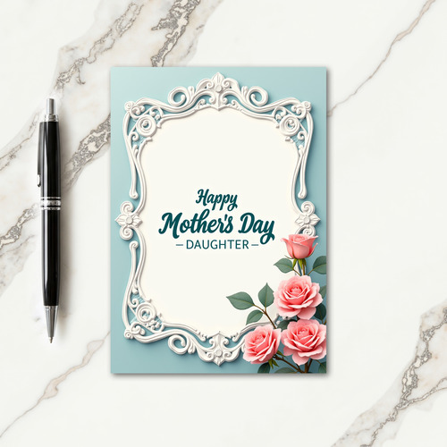 Teal Rococo Mothers Day Card