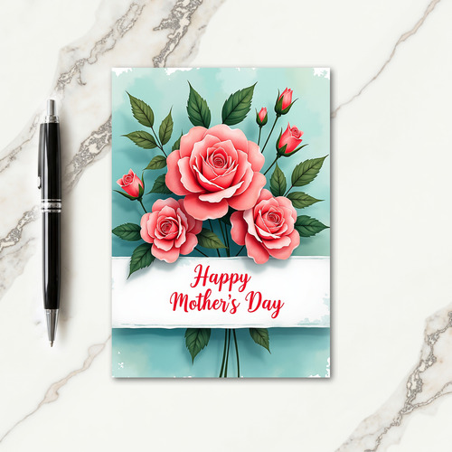 Teal Roses Mothers Day Card