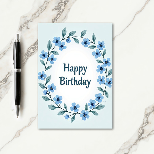 Teal Script Birthday Card