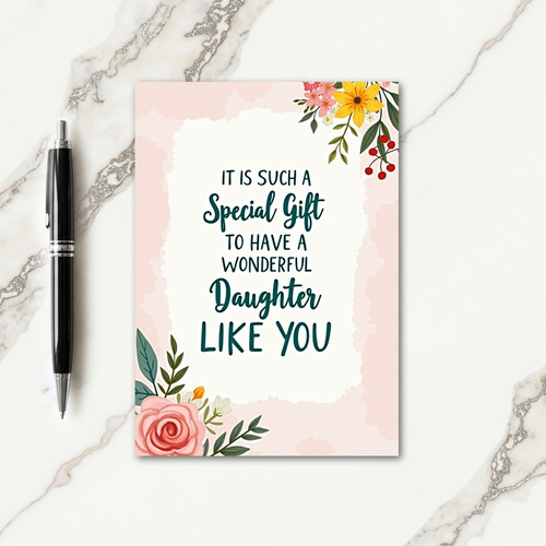 Teal Script Daughter Day Card