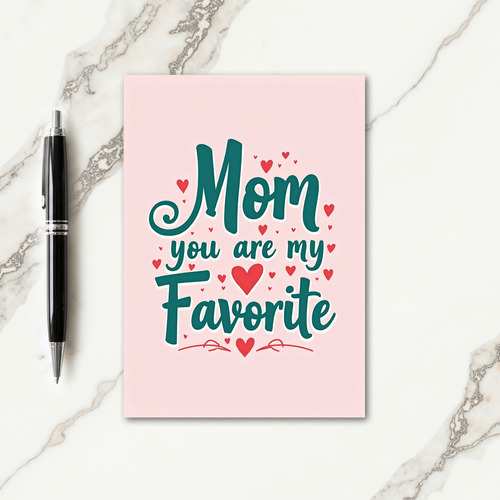 Teal Script Moms Day Card