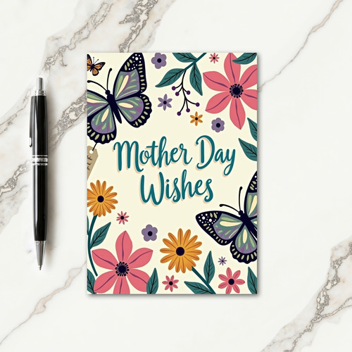 Teal Script Mother Day Wishes Card