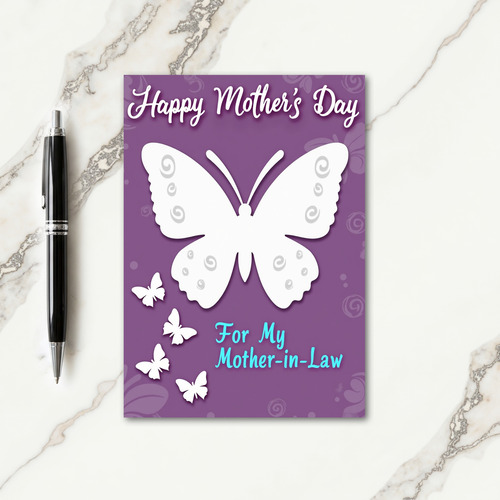Teal Script Mother In Law Card